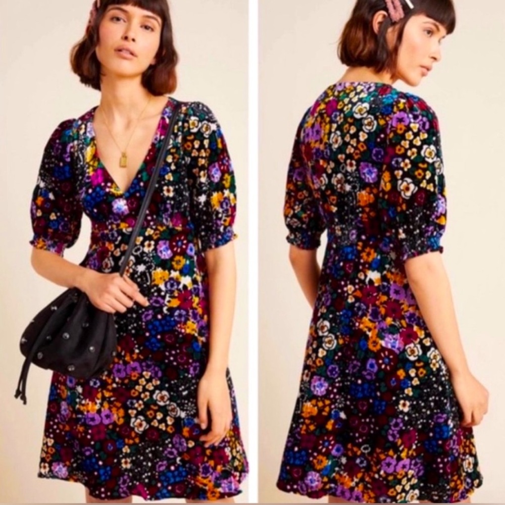 Anthropologie Francis Floral Velvet dress, NWOT